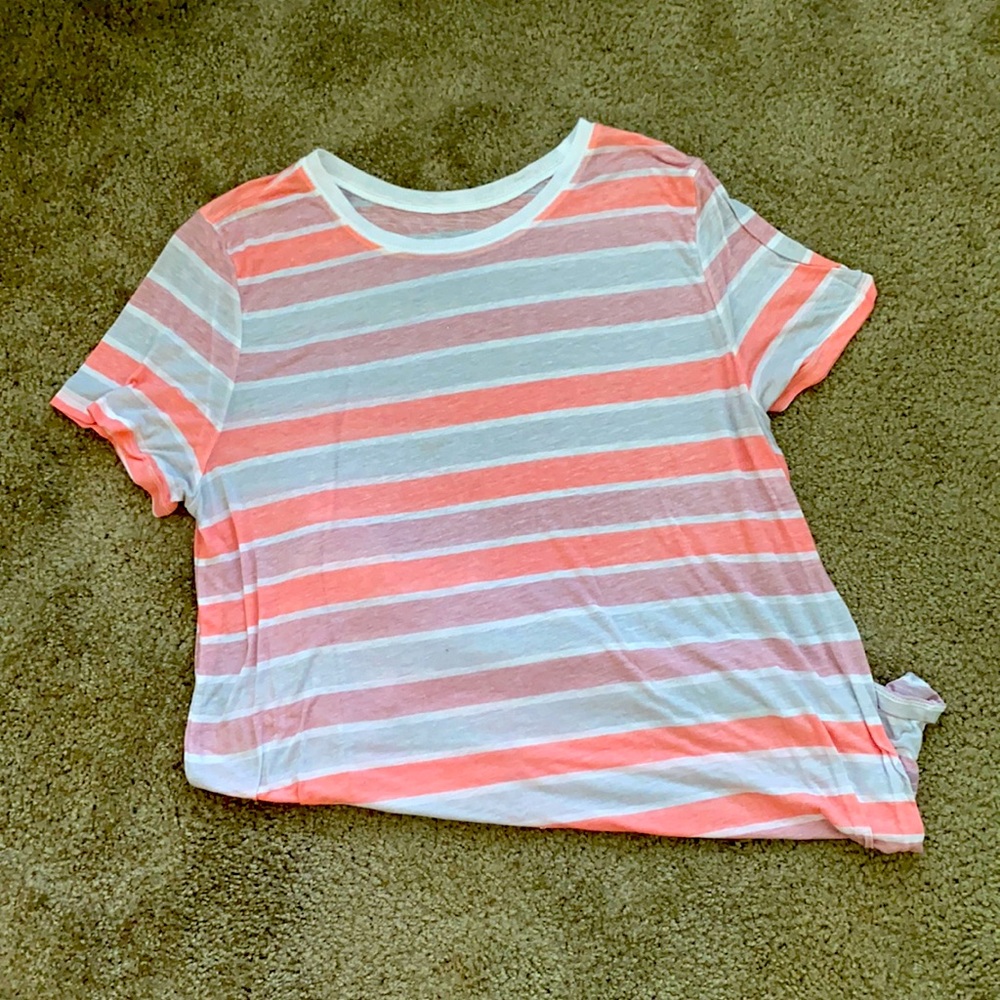 Coral Striped Tee